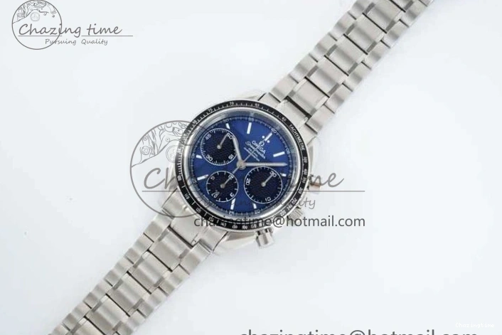0405 UrbanChic Speedmaster Racing Master SS HKF Best Edition Blue Black Dial on SS Bracelet A 7808